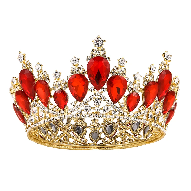 Fashion Baroque Luxury Wholesale Crystal Bridal Crown Tiaras/diadem Gold Diadem Large Tiaras For Women Bride Wedding Hair Access