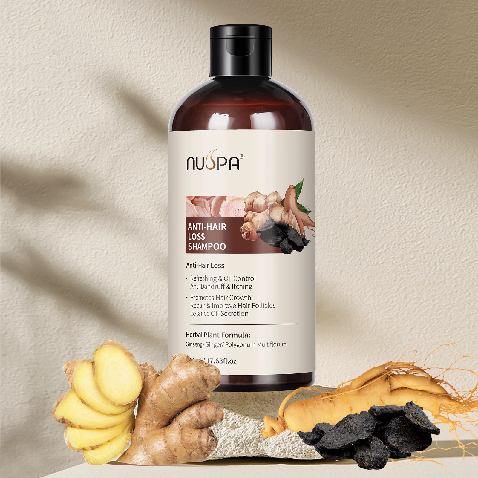 Free Samples Nuspa Brand Ginger Hair Growth Shampoo Natural Formula Extract Hair Regrowth Anti Hair Loss Shampoo