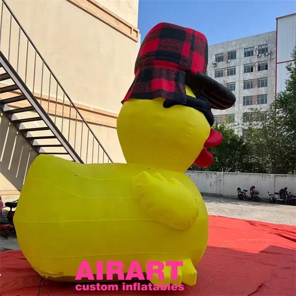 Factory Price Animal Model Inflatable Duck, Red Hat Decorated Inflatable Yellow Duck Cartoon