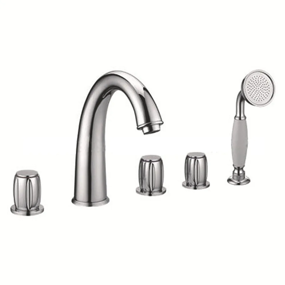 European-Style Five-Piece Bathroom Faucet Set Personalized Processing Five-Hole Telephone Handheld Cylinder Side Basin Faucets