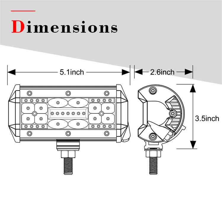 2 Pack Quad Row Triple Row Amber Color 12V 5 Inch 35W Trailer Reverse Lights