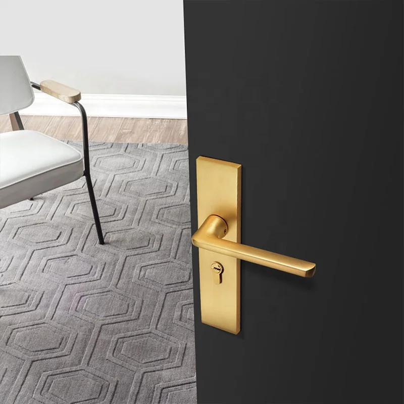 Yonfia A8142P11 rts Latest aluminium door handle lock luxury door handle lock lever gold for Wooden doors