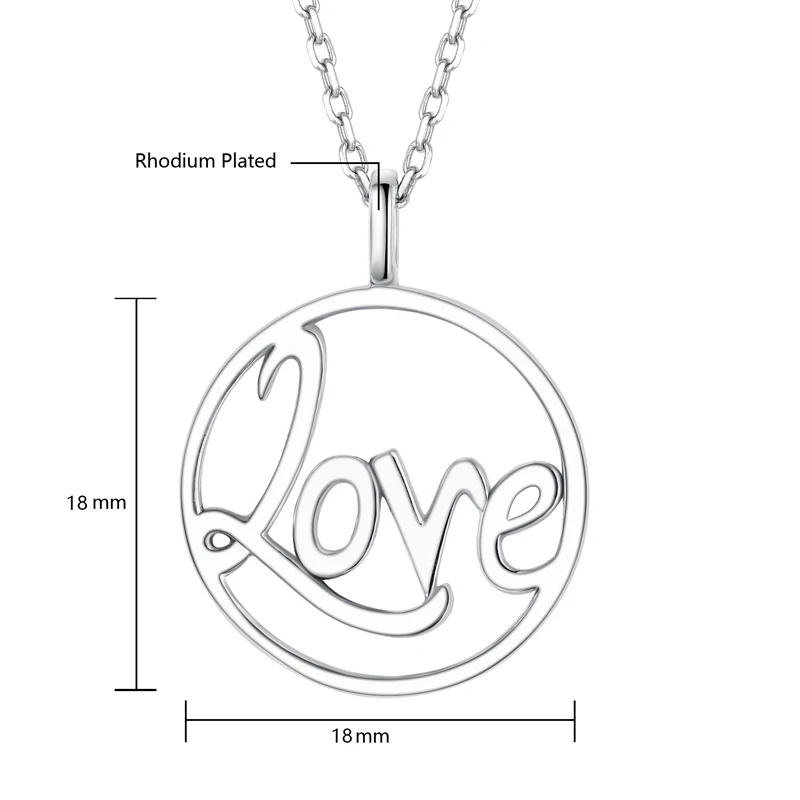 Love statement necklace 925 sterling silver I Love You couples pendant necklace women fine jewelry