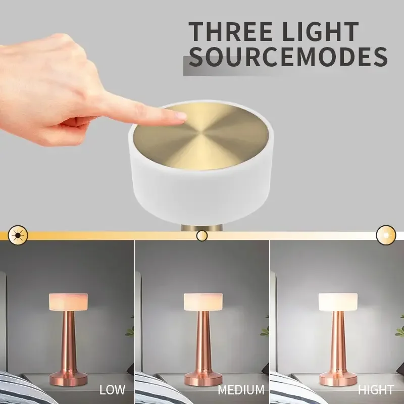Touch Switch Led Bedside Night Lights Charging Desk Light Rechargeable Usb Bar Restaurant Led Table Lamp For Restaurant Hotel
