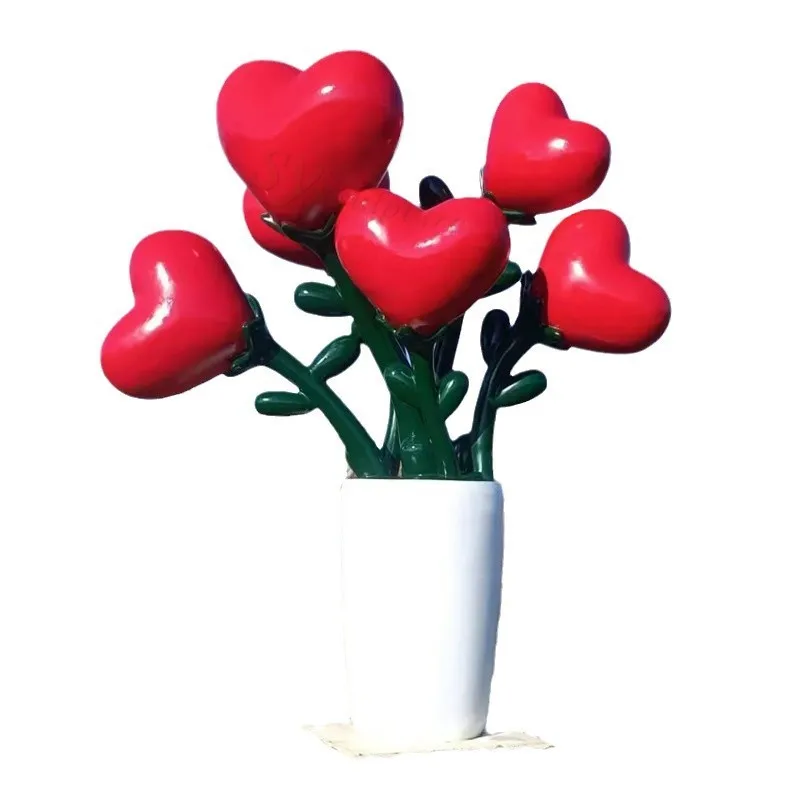 outdoor large Realistic Statue Sculpture love heart Flowers Abstract Fiberglass Giant garden Decoration resin model Statue
