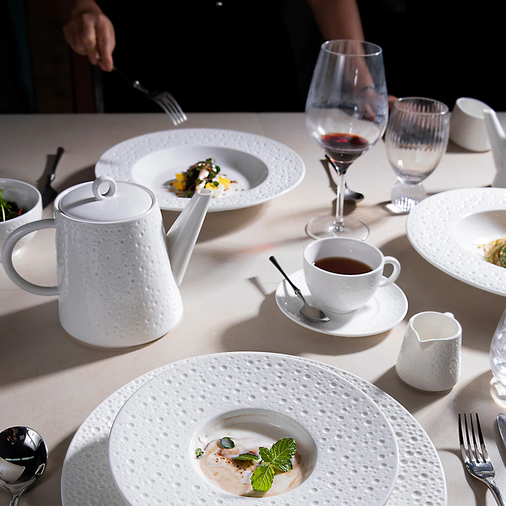 Antique White Porcelain 6oz Restaurant Hotel Cafes Ceramic Espresso Coffee Tea Tazzine Da Caff Cup and Saucer Set