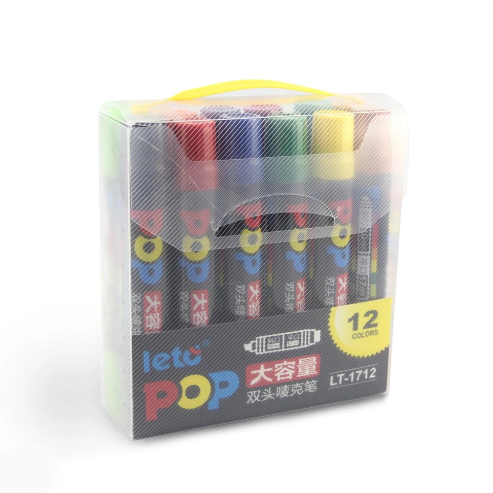 High Capacity Non-toxic 12 Colors Refillable Ink Recycling Waterproof Permanent Quick-Drying Pop Marker Pen