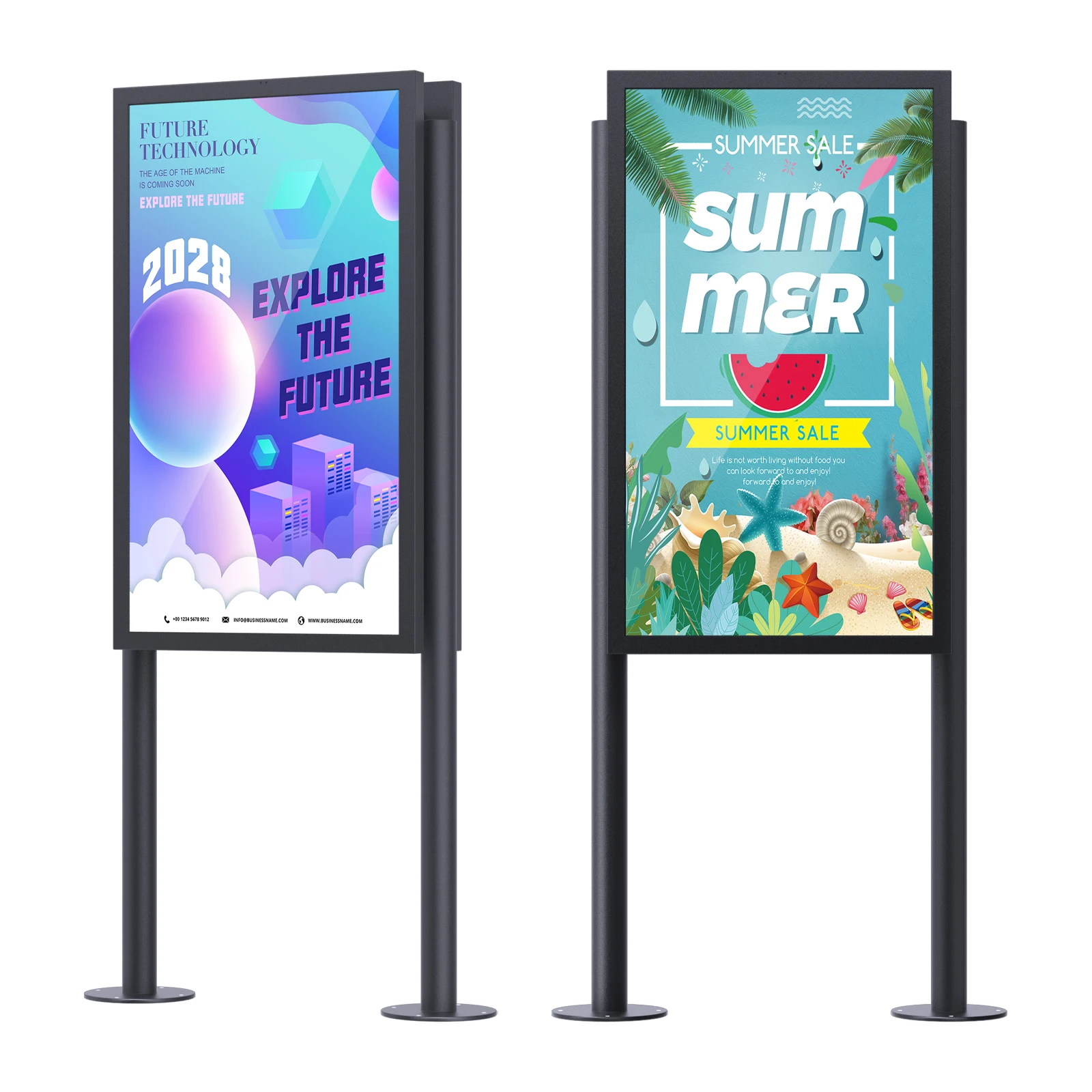 Full color high brightness signs Floor Stand interactive Kiosk Double-Sided Digital Signage Outdoor display