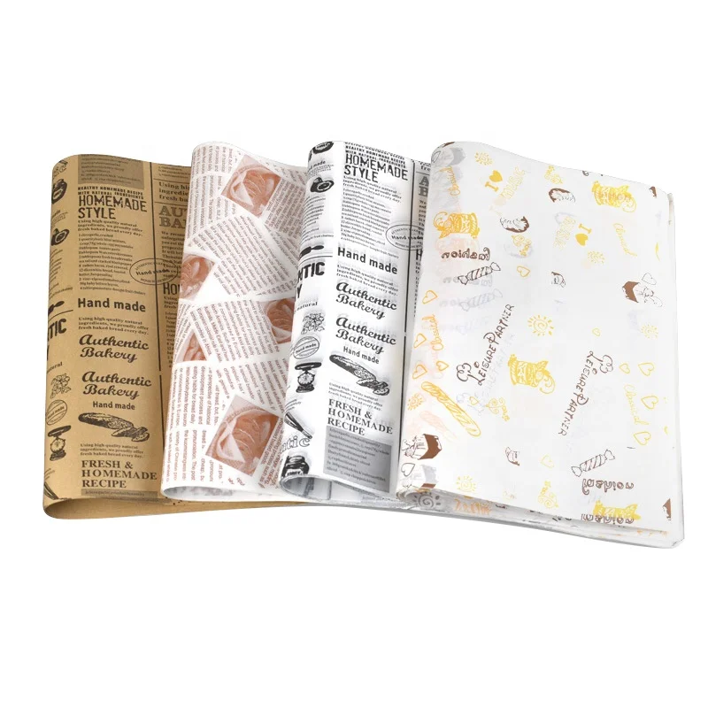 Custom Printed Logo Size Wrap For Food Grade Butcher  Wax Paper Burger Greaseproof Deli Meat Wrapping PE Coated Sandwich Paper