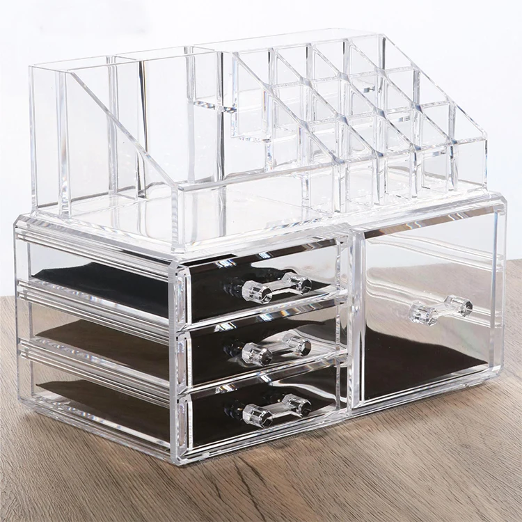Big Capacity Multifunctional Make Up Case Box Acrylic Jewelry Cosmetic Makeup Brush Lipstick Holder Storage Organizer