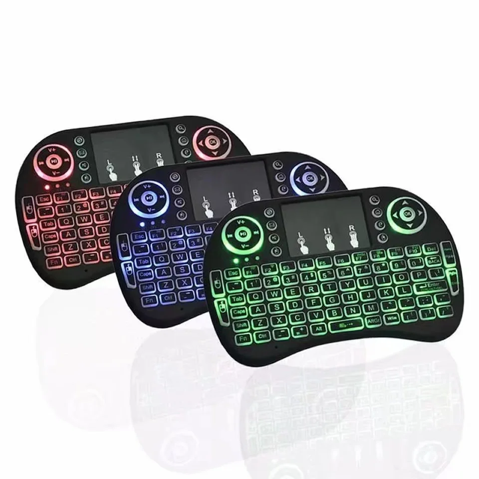 2021 NEW HOT 3 color Backlit i8 Mini Wireless Keyboard 2.4ghz muti-language Air Mouse with Touchpad for Laptop TV Android TV Box