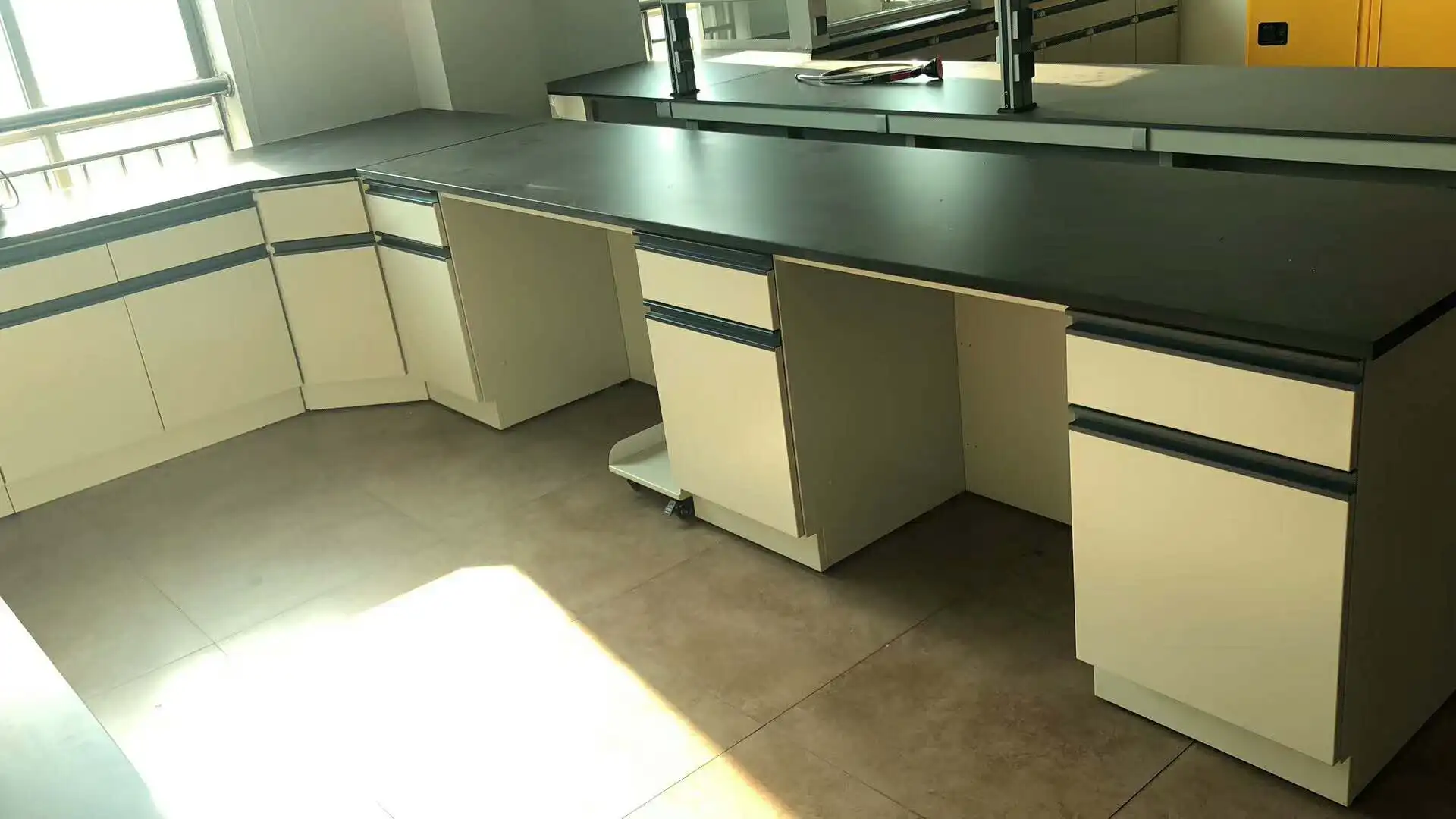 Lab table with reagent shelf drawer physical chemistry medical lab furniture customized laboratory workbench