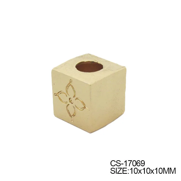 Cube shape making custom logo brand metal cored end stopper for swimwear