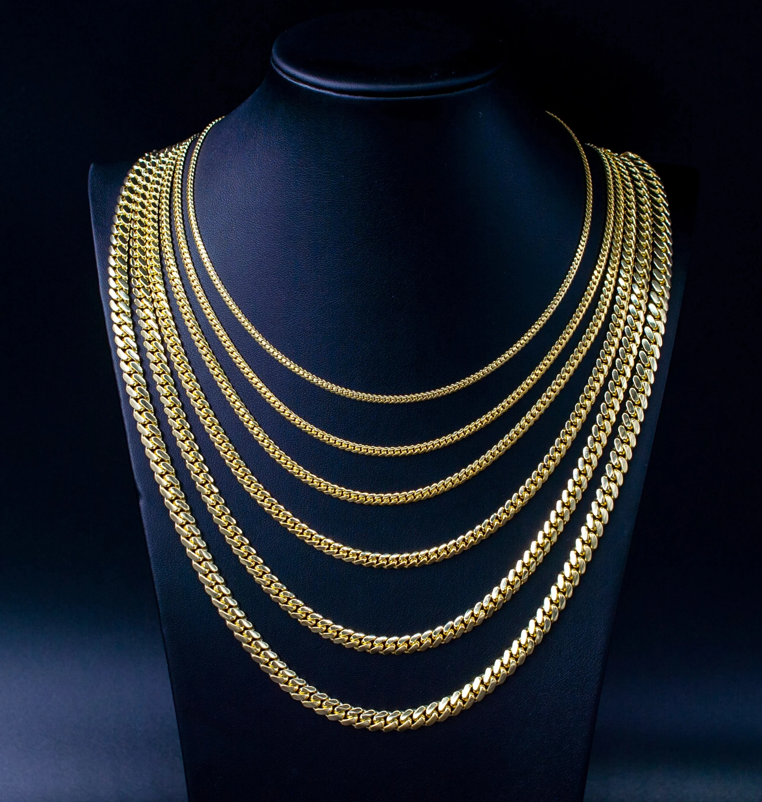 VLOVE прекрасные роскошные ювелирные изделия Тяжелая золотая цепочка 14k настоящее ТВЕРДОЕ ЗОЛОТО Майами кубинское звено цепи ожерелье 1,7 мм-7 мм