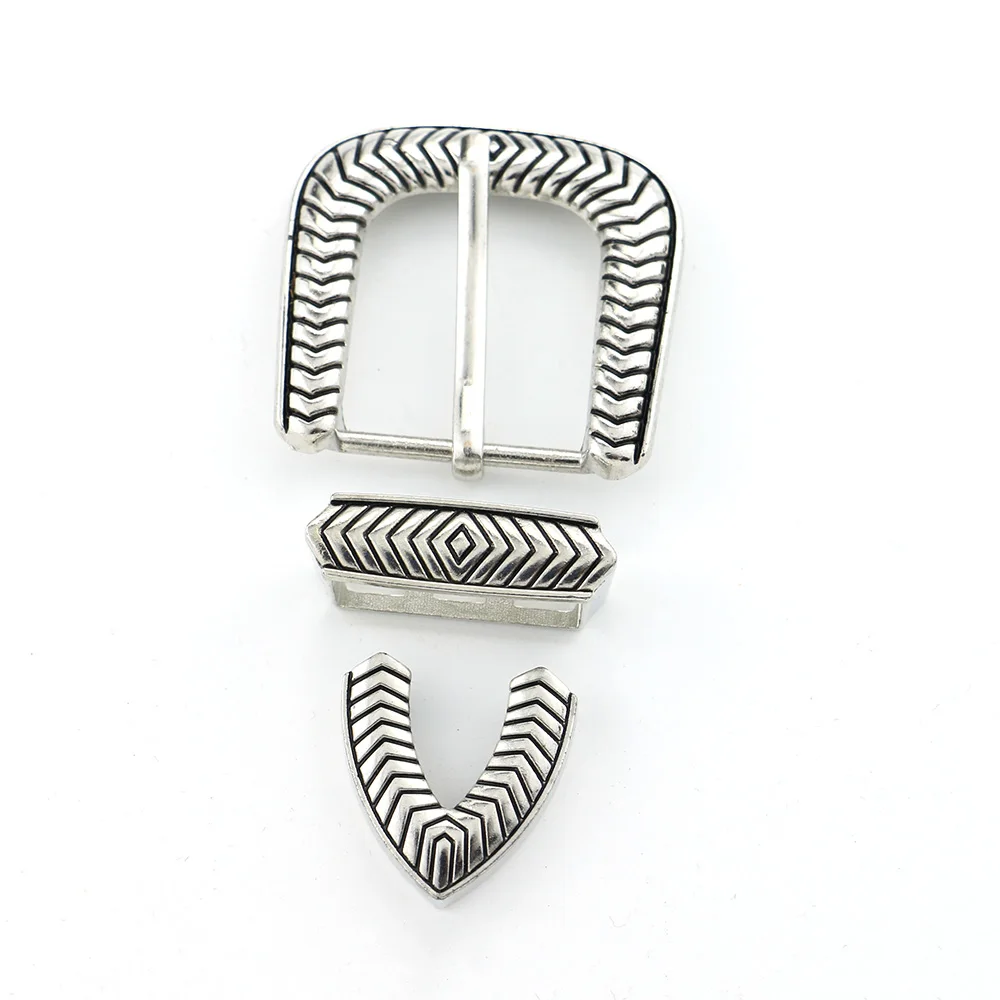 Factory Wholesale Antique Western 3 Piece Belt Buckle Set