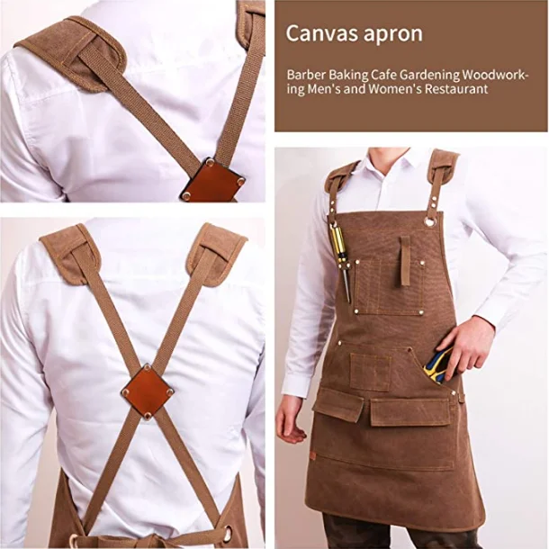 Wholesale Custom Durable Washed Canvas Chef Long Bib Apron With Adjustable Strap