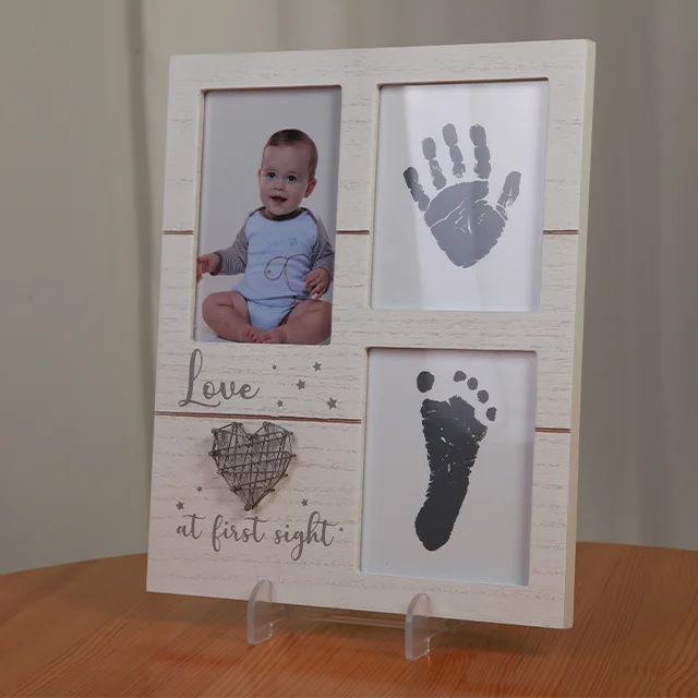 Baby inkless handprint and footprint frame Gifts MDF Wooden Photo Frames Baby Keepsake Picture Frame