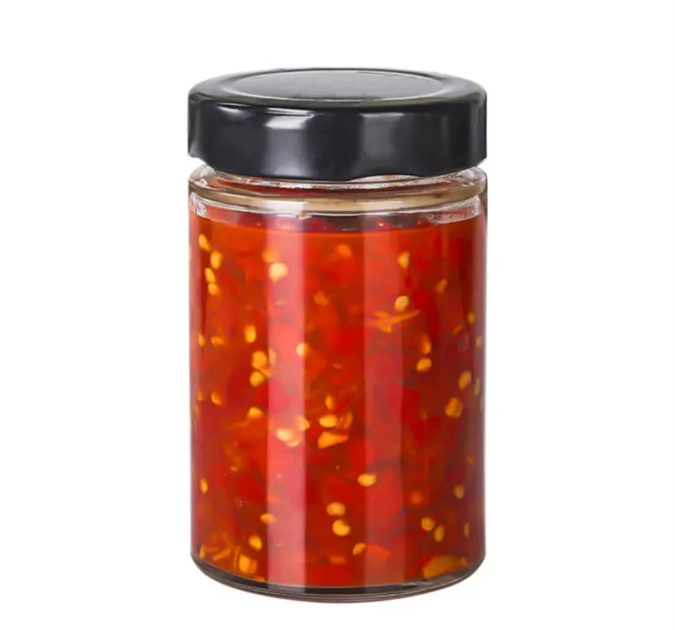 Customizable empty Wide Mouth round Glass Jar Small Mason canning Jar With Black Lids For Jam Honey Jelly sauce