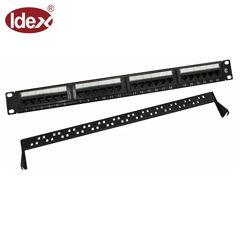 24 Port RJ45 1U Cat6 Patch Panel UTP 19-Inch with Back Bar Wallmount or Rackmount Compatible with Cat5e Cat6