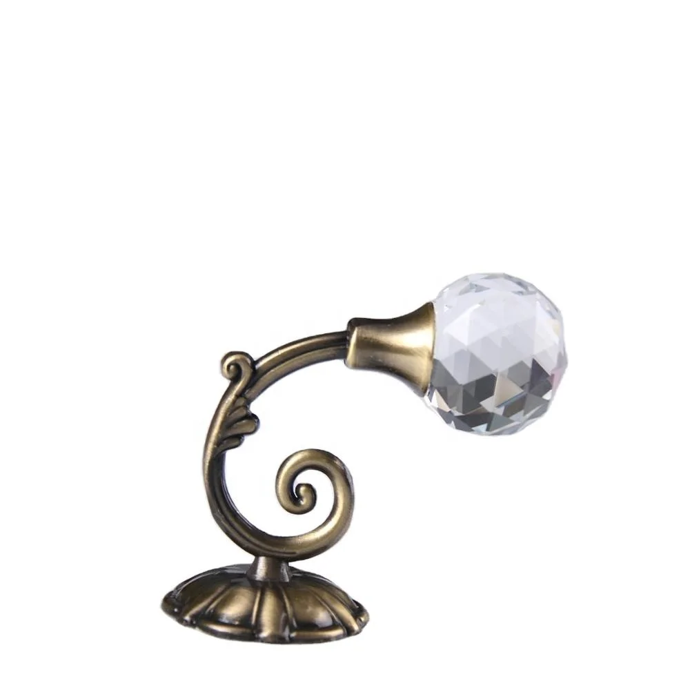 Top grade contemporary small curtain tieback holders with crystal on wall hooks