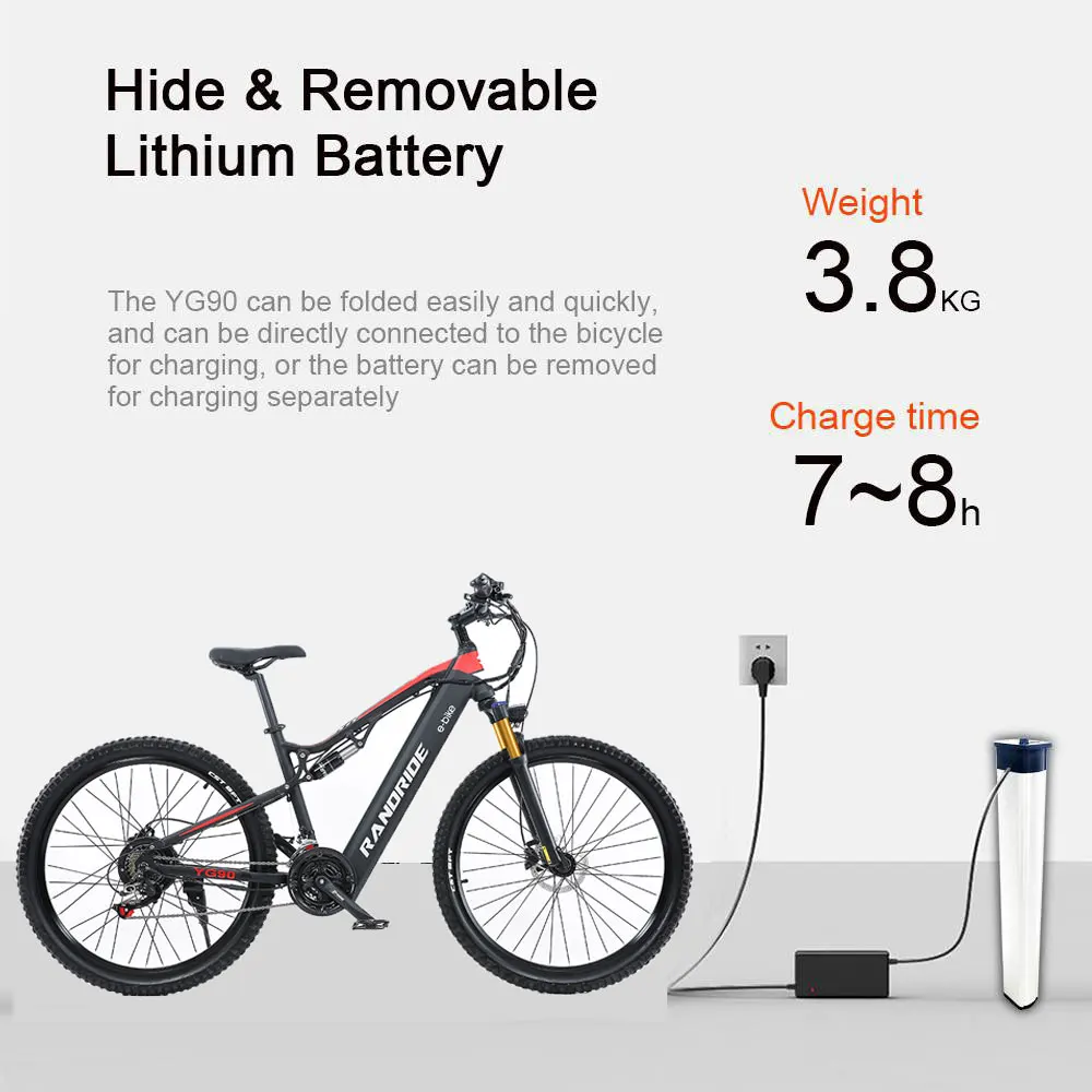Factory Direct YG90J 1000W Electric Bicycle Hydraulic Front Fork E-Bike Electric Mountain Bike 27.5Inch Tires