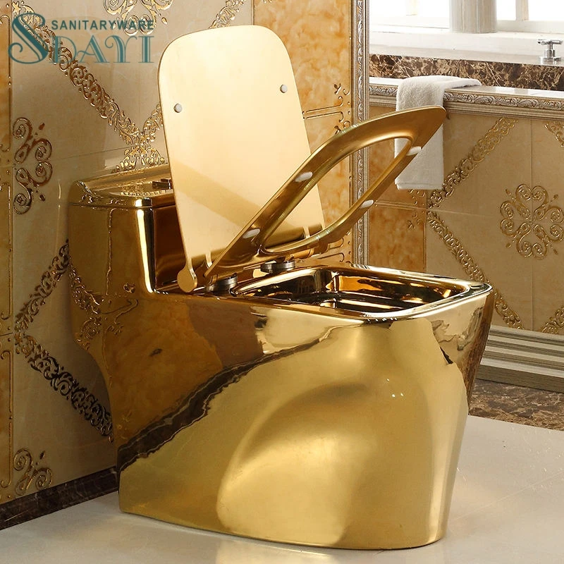 SDAYI ceramic gold color S trap one piece toilet price bathroom golden design wc