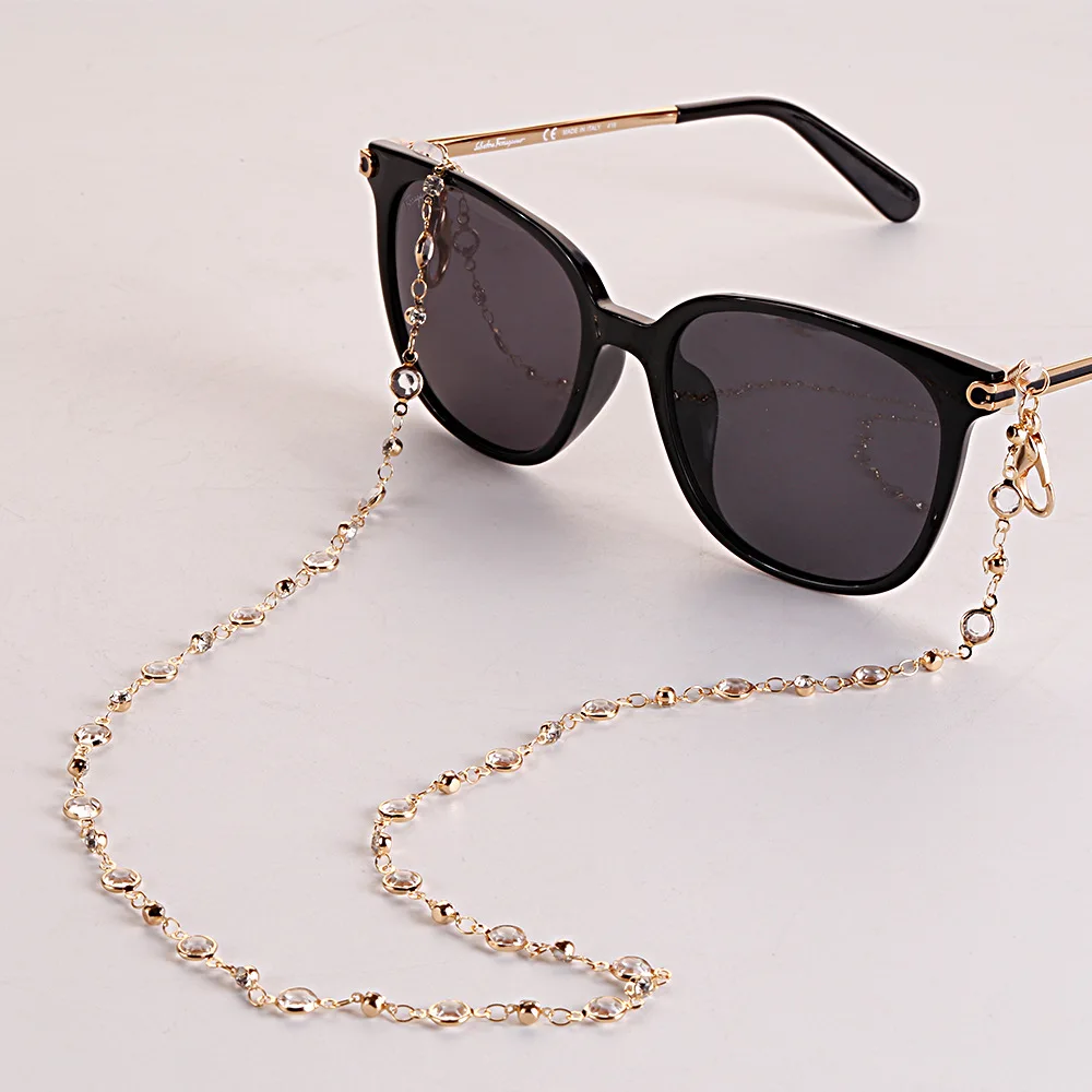 Crystal Rhinestone Eyewear Chain Gold Plated Fashion Chain For Sunglasses Metal Fancy Reading Eyeglasses Maskstrap Chain