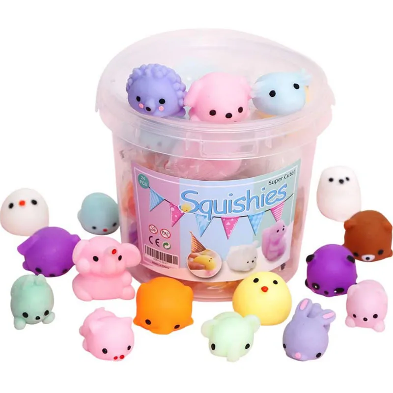 Hot Sale 24 PCS Mini Fidget Stress Relief Toys Soft Cute Pet Dolls Anti-stress Squeeze Toy Christmas Mochi Product