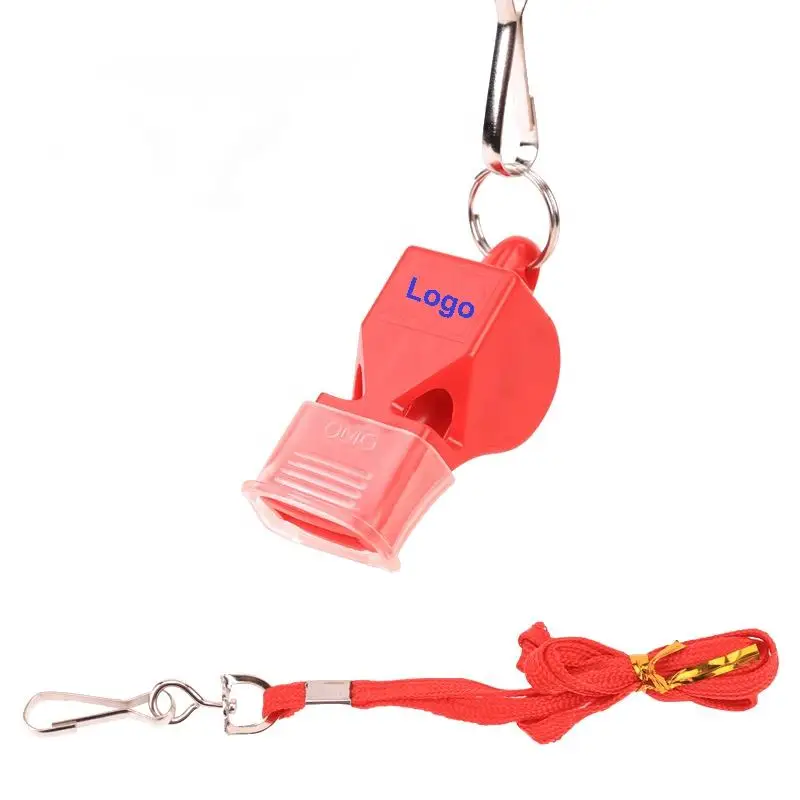 JIURAN custom Outdoor emergency Survival plastic Whistles football basketball soccer sports Referee Whistle With Lanyard