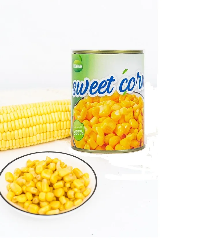 Fresh Canned Sweet Corn Kernel in syrup in tin chinese factory makes quality productions