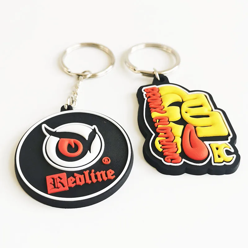 No minimum Custom logo 3D PVC Embossed hotel keychain Rubber Keychain Soft PVC rubber keyring with brand name