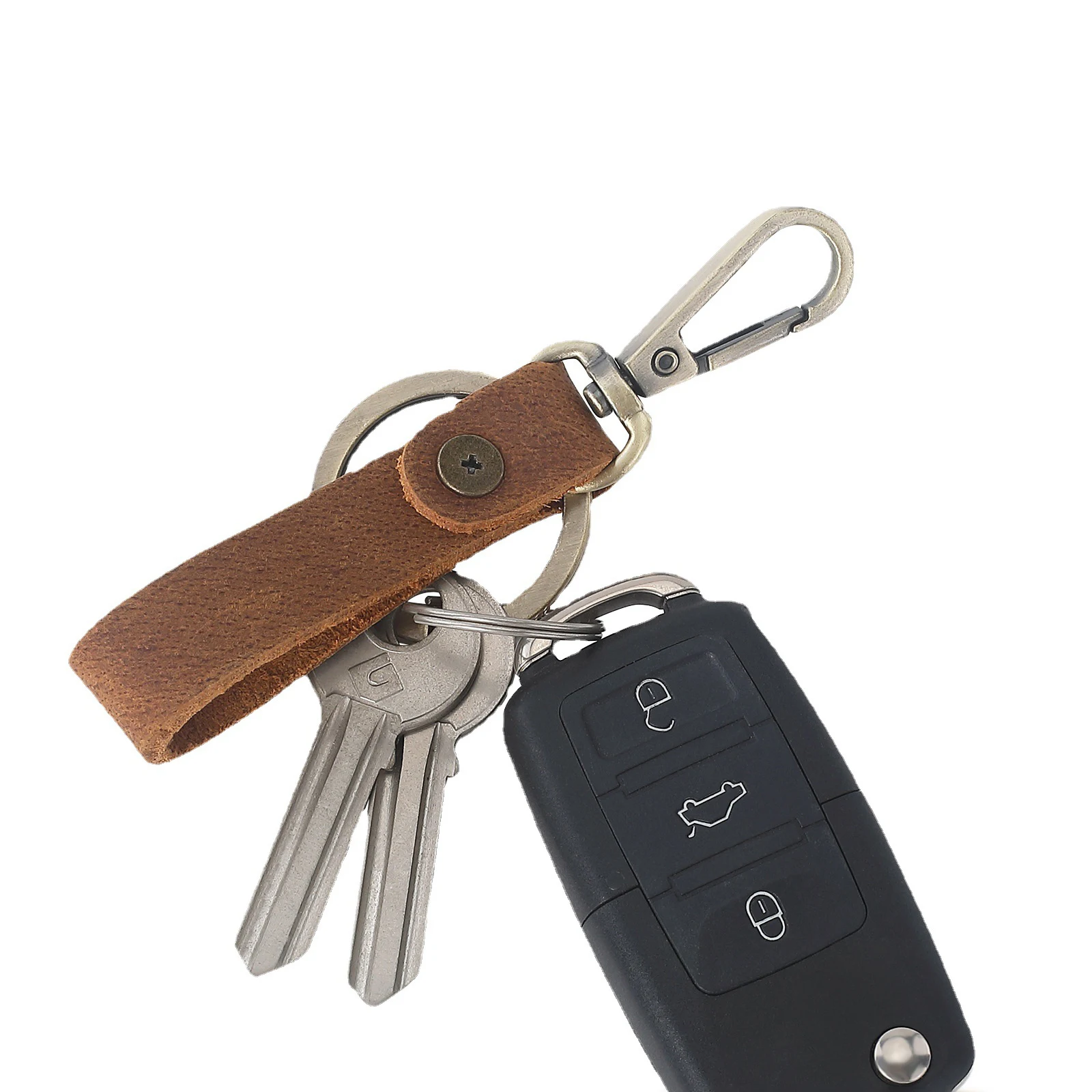 Leather Pocket For Car Keys Ring Clip Mini Purse Holder Real Cowhide Keychain Women Men Accessories Handmade