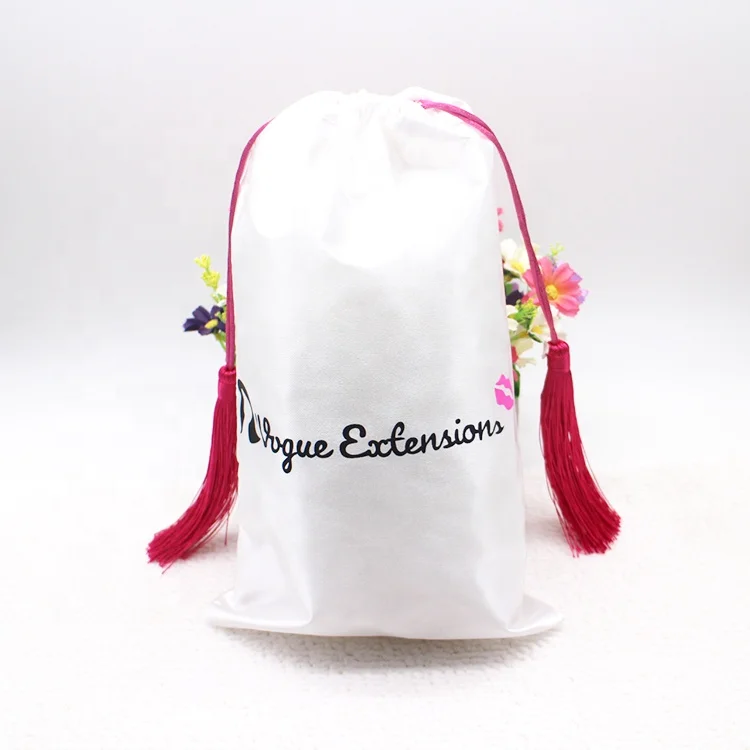 Персонализированная черная Розовая атласная Подарочная пыль, парик, сумка для ювелирных изделий с логотипом