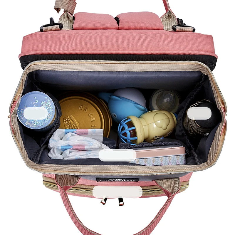 Multifunctional Portable Pink Nappy Bag Waterproof Folding Baby Travel Backpack Baby Bed Diaper Changing Table Pads Diaper Bags
