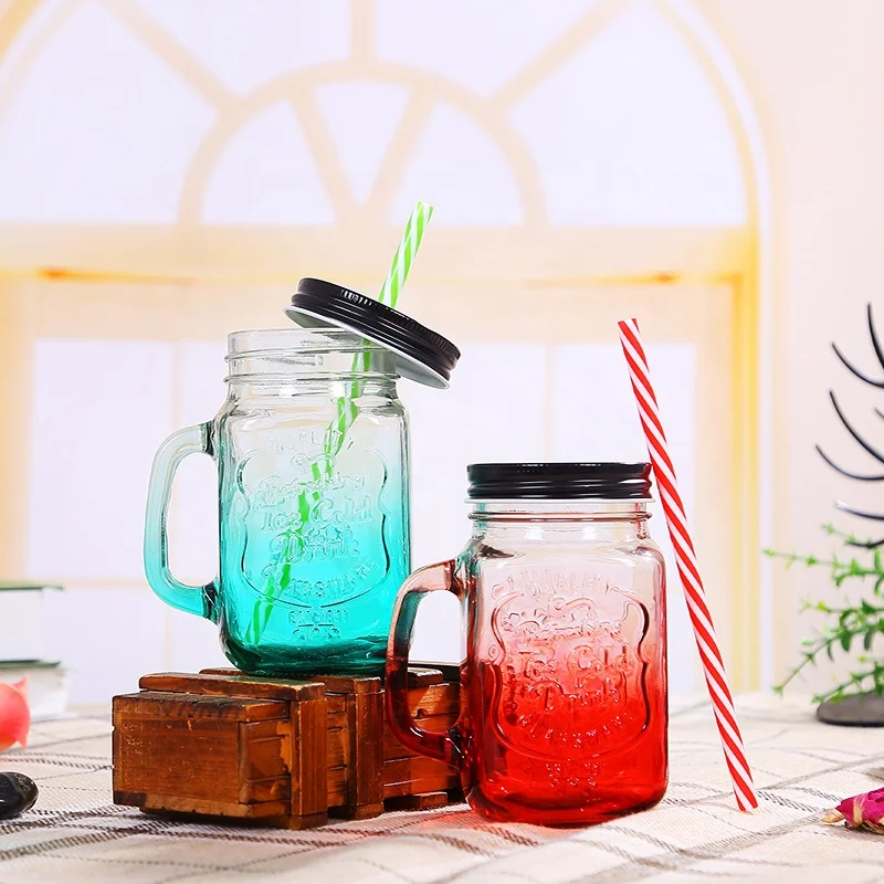 Wholesale New Mexican Style Glass Cup Clear Drinking Mug With Handle Glass Cup