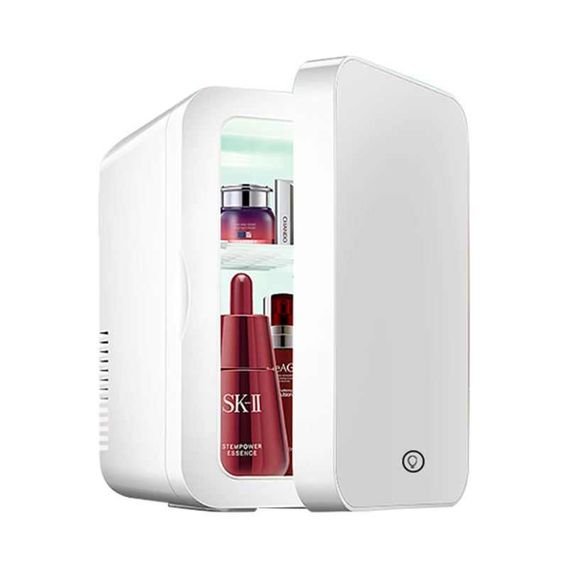 8L small portable cosmetic skincare refrigerator mini makeup beauty fridge glass mirror display Bedroom refrigerator 12 volt