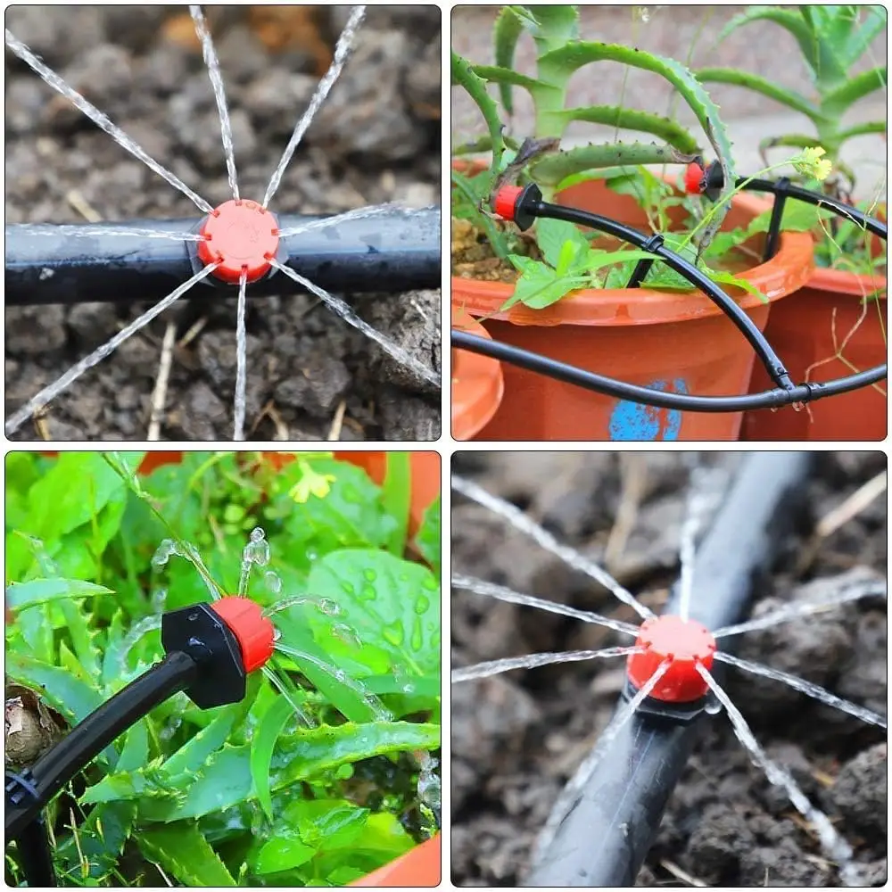 Adjustable Irrigation drippers Sprinklers 1/4 Inch Emitter Dripper Micro Drip Irrigation Sprinklers for Watering System, Red