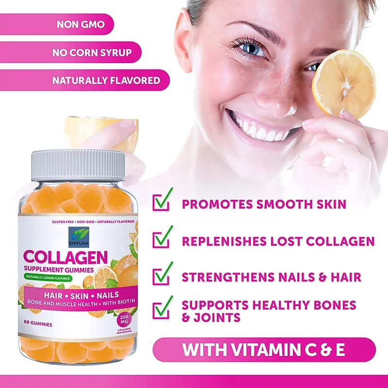 Factory Customized Natural Collagen Soft Candy For Men And Women With Biotin Zinc Vitamin C And E For Anti Aging Hair Growth And