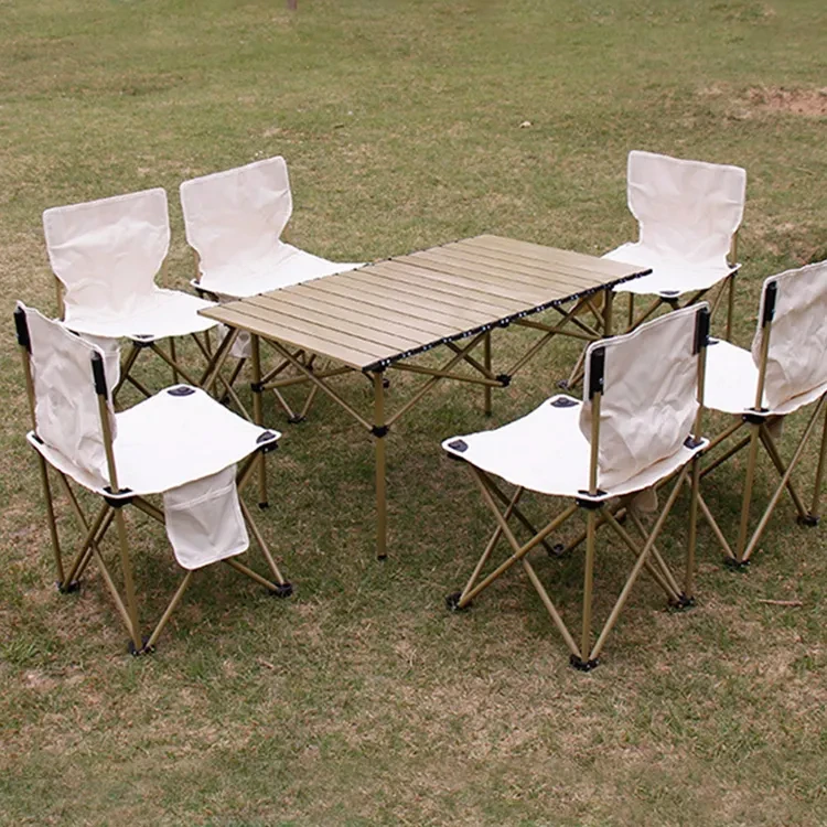 Feistel Portable Custom Folding Camping Table And Chair Set Aluminum Outdoor Bbq Table Chair Sets for Camping Picnic Activities