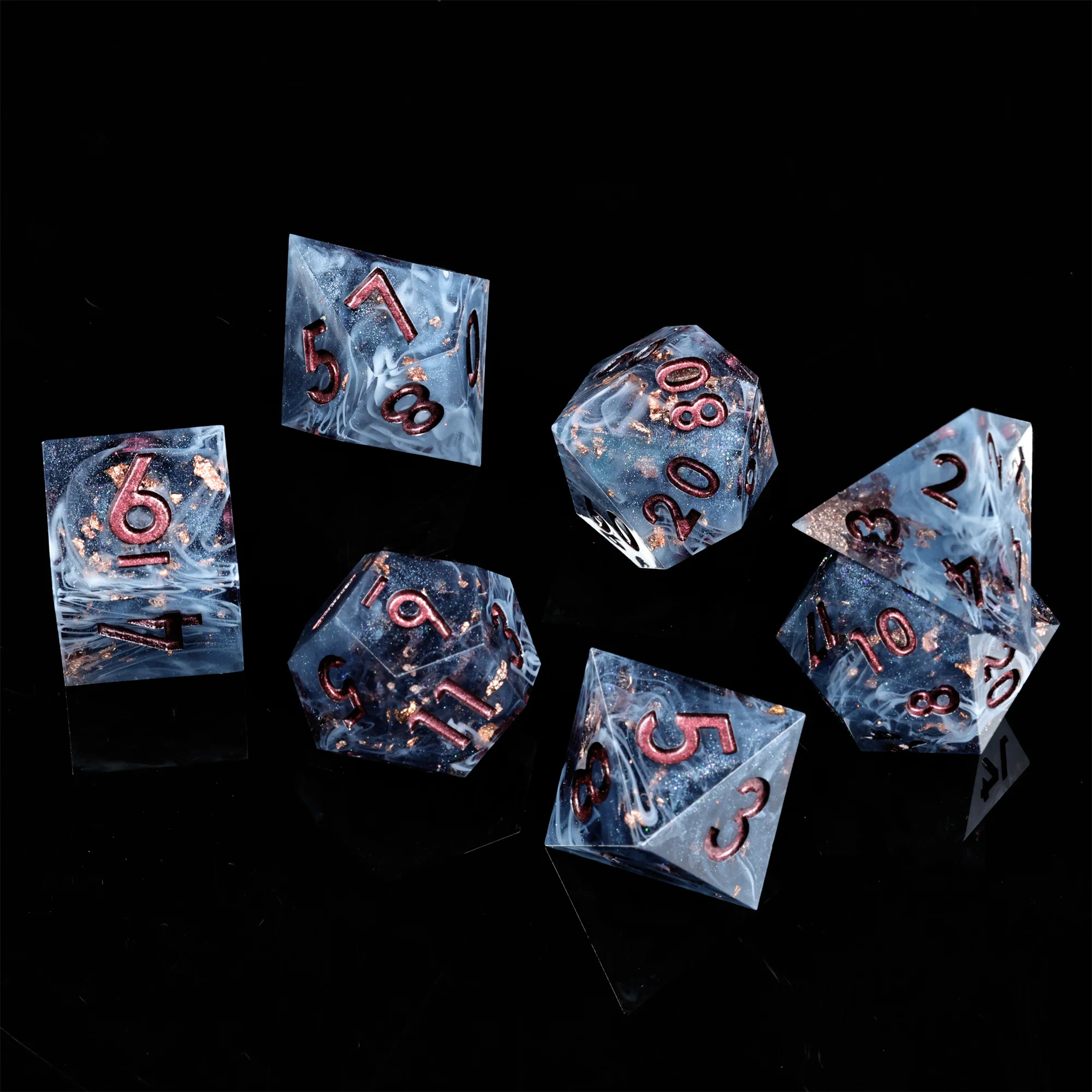 MINI PLANET DND Dice Set Handmade Colored Polyhedral Resin Dice with Sharp Edges For TRPG Games Custom DND Dice Set and D6 D20