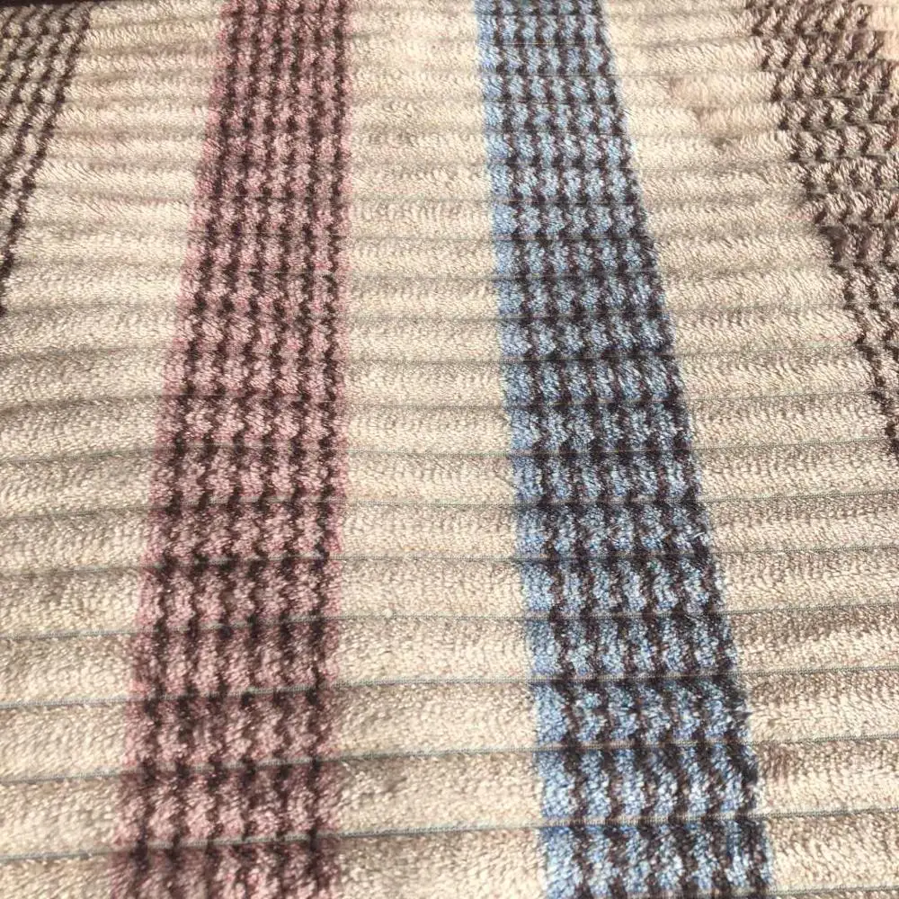 2020 fashion super soft stripes gliter leopard white color flannel coral fleece  jaquard fabrics for blanket bedsheet