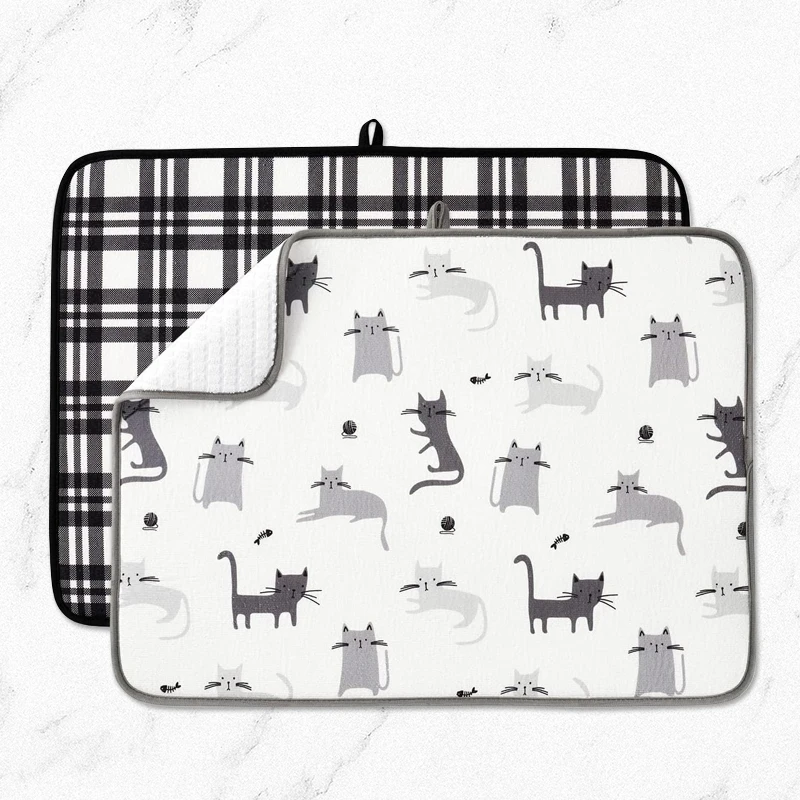 Popular High Absorbent Kitchen Towel Polyester Weave Quick Dry 100% Microfiber Customize Logo Kitchen Dish Drying Mat