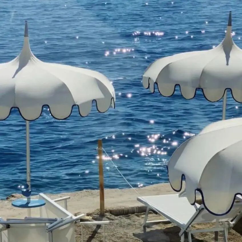 BR Luxury Outdoor Big Size White Pagoda Garden Umbrellas Aluminum Pole Large Patio Parasol for Poolside Resort Patio Market Yard