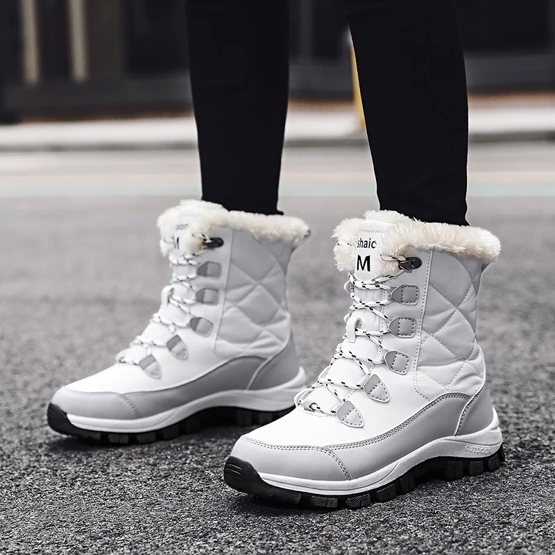 Wholesale New Fashion Winter Fur Lined Warm Casual Shoes Ankle Snow Boots for Woman