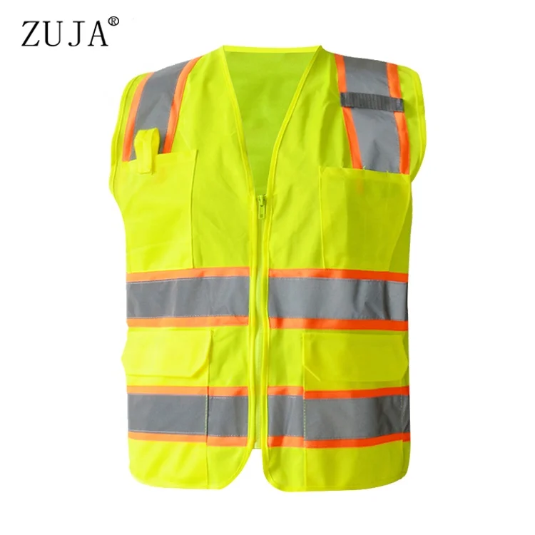 ZUJA 4 Pockets Hi-vis Vest Hi Viz Reflective Two Tone Safety Vest