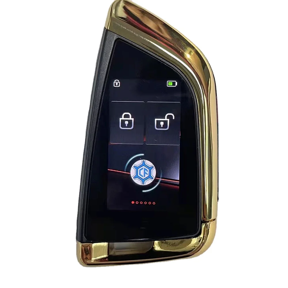 Gold-plated casing Blade Key Style CF568 Smart LCD Key Universal Car Key for All Cars with  Start Button for Keyless Entry