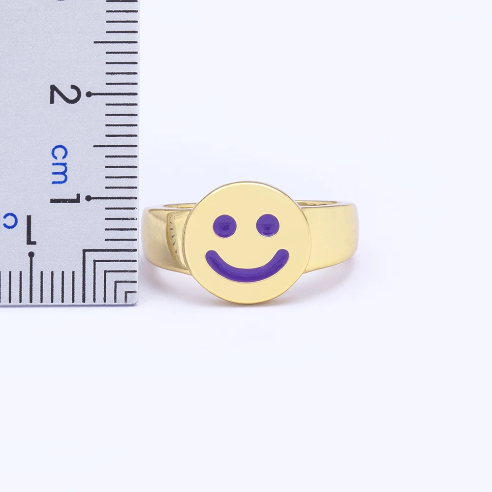 New Fashion Enamel Smiley Face Ring Multi- colors Opening Adjustable Women Top Quality Wedding Jewellery Gifts Accessories