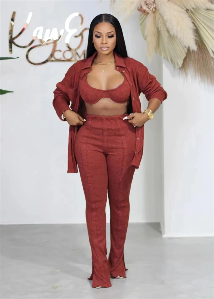 Boutique Ladies 3PCS Outfits Solid Loungewear Plush Autumn Plus Size Women Three Piece Set