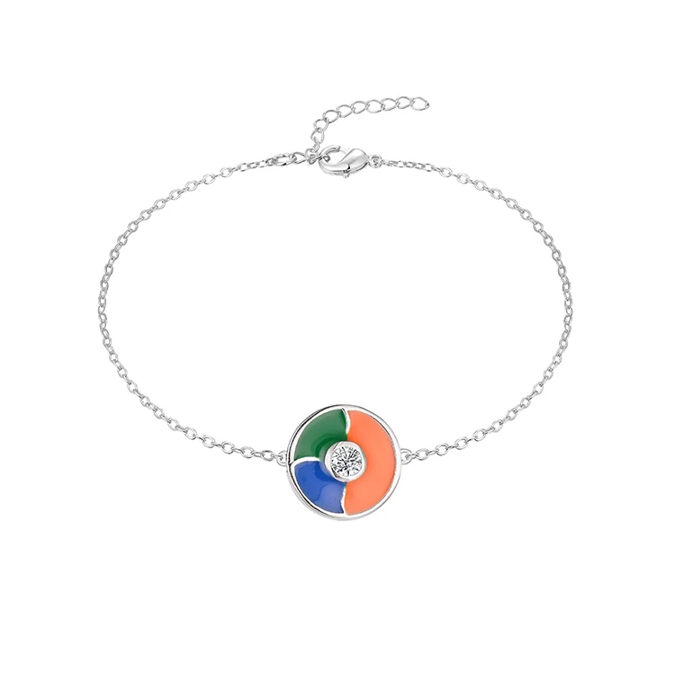 Keiyue New Custom Engagement Anniversary Gift Love Enamel Charm 925 Sterling Silver Jewelry Bracelet For Girls