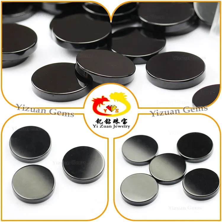 YZ Wholesale price black onyx beads agate slice Round shape double flat cabochon agate onyx stone for jewelry making